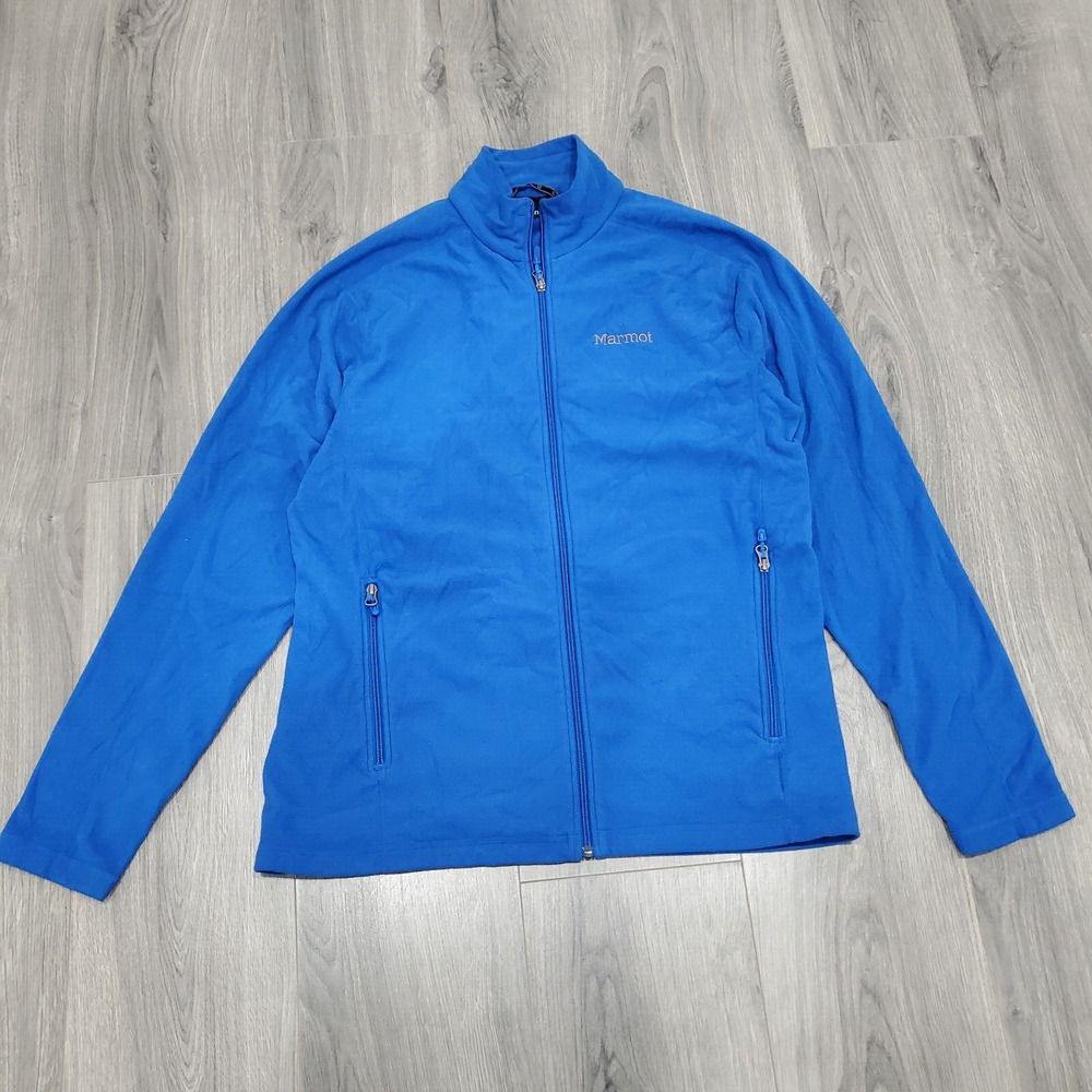 Marmot Fleece Jacket Full Zip Mens Large Blue Outdoor Hiking Camping Trail